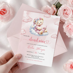 Kostbaar Teddybeer Babyshower Uitnodiging Cloud 9