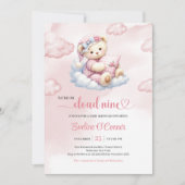 Kostbaar Teddybeer Babyshower Uitnodiging Cloud 9 (Voorkant)