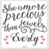 Kostbaarder dan Juwelen Typografie Quotes Sticker (Vel)