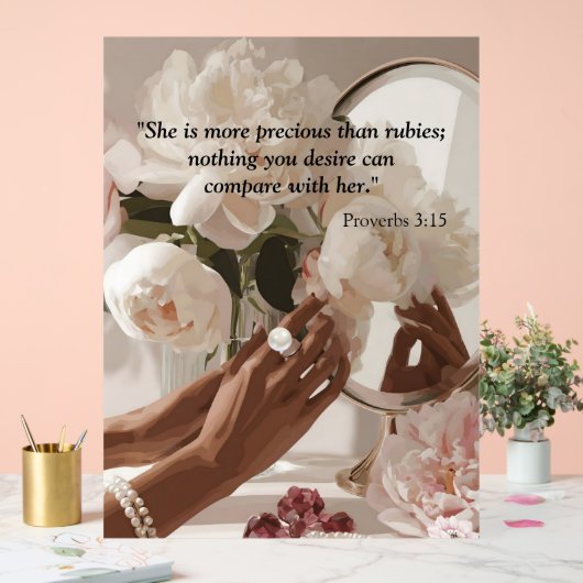 "Kostbaarder dan robijnen" Acryl Bord (Huwelijk)