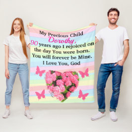 KOSTBARE 90STE VERJAARDAG DAME GEPERSONALISEERD FLEECE DEKEN