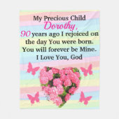 KOSTBARE 90STE VERJAARDAG DAME GEPERSONALISEERD FLEECE DEKEN (Voorkant)