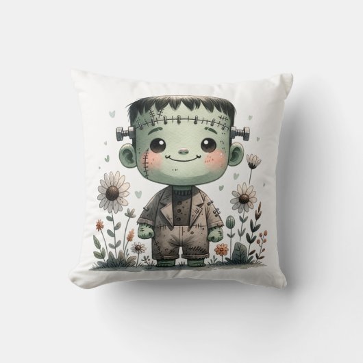 Kostbare Baby Frankenstein met Wildflowers | Schat Kussen (Voorkant)