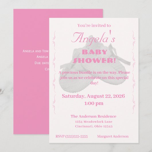 Kostbare bundel meisje babyshower uitnodiging (Voorkant / Achterkant)
