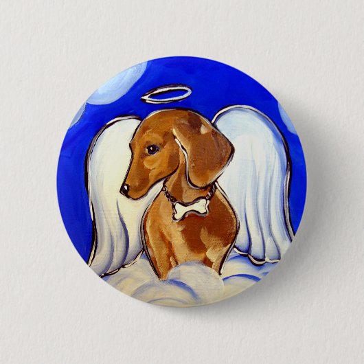 " Kostbare Dachshund Engel Huisdier Kunst Spelden" Ronde Button 5,7 Cm (Voorkant)