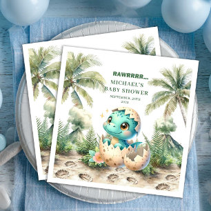Kostbare Dino Baby Shower Komt Eraan Naam Servet