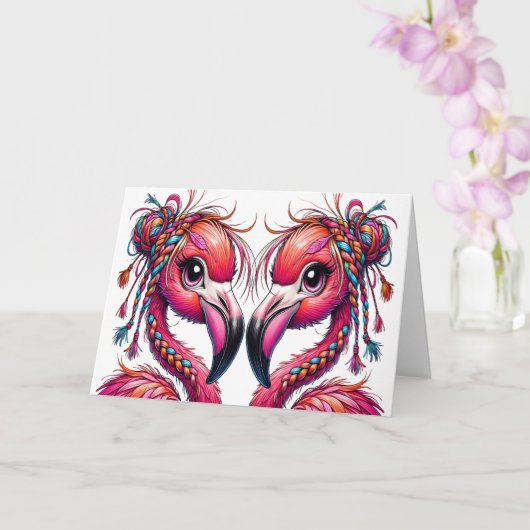 Kostbare Flaunty Flamingo's Kaart (Orchidee)