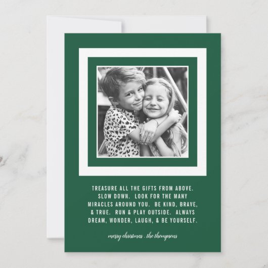 Kostbare geschenken | 5x7 groen | Foto Feestdagenkaart (Voorkant)