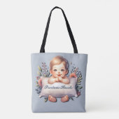 Kostbare Handen Baby Boy Satin Ribbon Tote Bag (Achterkant)