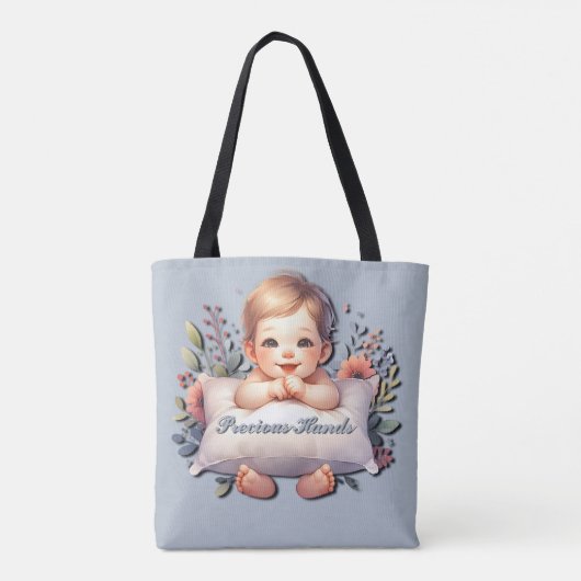 Kostbare Handen Baby Boy Satin Ribbon Tote Bag (Achterkant)
