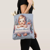 Kostbare Handen Baby Boy Satin Ribbon Tote Bag (Dichtbij)