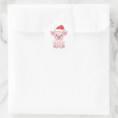 Kostbare kerstbig met kerstmuts ronde sticker (Tas)