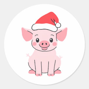 Kostbare kerstbig met kerstmuts ronde sticker