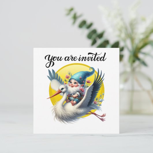 Kostbare ooievaar en kabouter kaart (Staand voorkant)