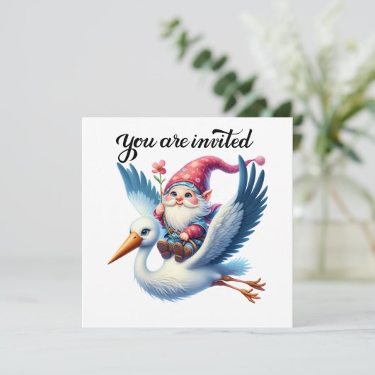 Kostbare ooievaar en kabouter kaart (Staand voorkant)