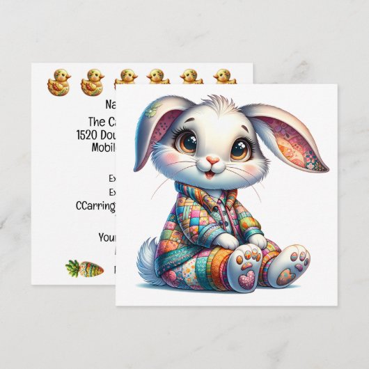 kostbare paashaas thema uitnodiging (Voorkant / Achterkant)