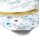 Kostbare pastel blauwe bloemen goud boho custom si poster (Hoek)
