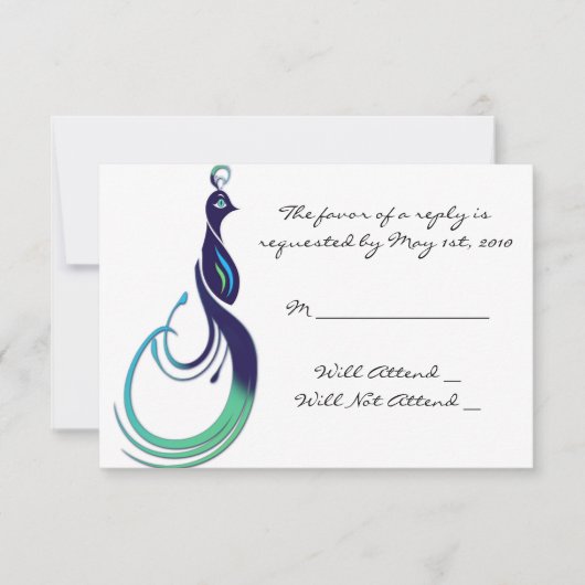 Kostbare Pauw in Paars, Groenblauw, Groen Antwoord (Voorkant)