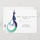 Kostbare Pauw in Paars, Turkoois en Groen Uitnodiging Briefkaart (Voorkant / Achterkant)