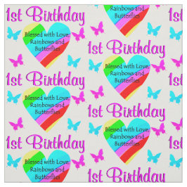 KOSTBARE REGENBOOG 1E VERJAARDAG STOF