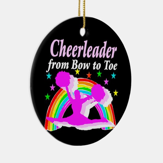 KOSTBARE ROZE CHEERLEADER VAN BOOG TOT TEEN ONTWER KERAMISCH ORNAMENT (Rechts)