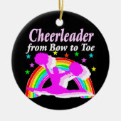KOSTBARE ROZE CHEERLEADER VAN BOOG TOT TEEN ONTWER KERAMISCH ORNAMENT (Voorkant)