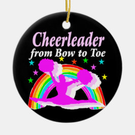 KOSTBARE ROZE CHEERLEADER VAN BOOG TOT TEEN ONTWER KERAMISCH ORNAMENT