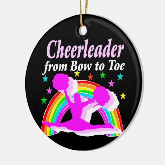 KOSTBARE ROZE CHEERLEADER VAN BOOG TOT TEEN ONTWER KERAMISCH ORNAMENT (Links)