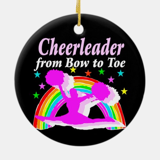 KOSTBARE ROZE CHEERLEADER VAN BOOG TOT TEEN ONTWER KERAMISCH ORNAMENT (Achterkant)