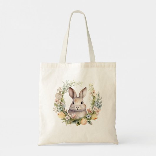 Kostbare Tan Bunny Konijn met Spring Flowers Tote Bag (Achterkant)
