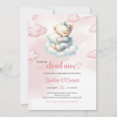 Kostbare Teddbeer Baby Shower Uitnodiging Cloud Ni (Voorkant)