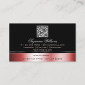 Kostbare zwart rode gebogen lijnen monogram QR-cod Visitekaartje (Achterkant)