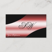 Kostbare zwart rode gebogen lijnen monogram QR-cod Visitekaartje (Voorkant)