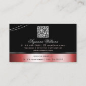 Kostbare zwart rood gebogen decor lijnen en QR-cod Visitekaartje (Achterkant)