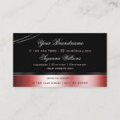Kostbare zwart rood gebogen decor lijnen glinstere visitekaartje (Achterkant)