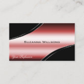 Kostbare zwart rood gebogen decor lijnen glinstere visitekaartje (Voorkant)