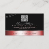 Kostbare zwart rood gebogen decor lijnen Logo QR-c Visitekaartje (Achterkant)