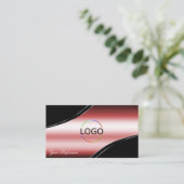 Kostbare zwart rood gebogen decor lijnen Logo QR-c Visitekaartje (Staand voorkant)