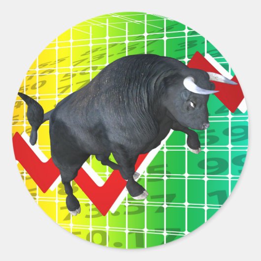Kosten bull Market Run Ronde Sticker (Voorkant)