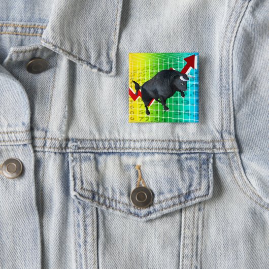 Kosten bull Market Run Vierkante Button 5,1 Cm (In situ)