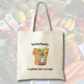 Kosten van boodschappen inflatie humor tote bag