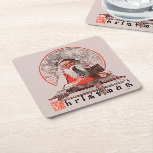 Kosten voor de kerstman kartonnen onderzetters (Schuin)