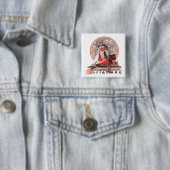 Kosten voor de kerstman vierkante button 5,1 cm (In situ)