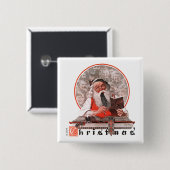 Kosten voor de kerstman vierkante button 5,1 cm (Voorkant /achterkant)