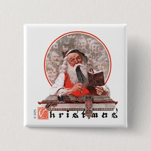 Kosten voor de kerstman vierkante button 5,1 cm (Voorkant)