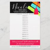 Kostenlijst voor kunstmanicure pedicure salon flyer (Voorkant)