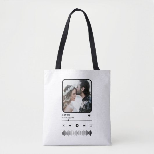 Kostjesfotolied afspeellijst paarse Valentijnsdag Tote Bag (Voorkant)