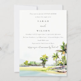 Kostpalm Waterverf Couples Shower Invite Bedankkaart