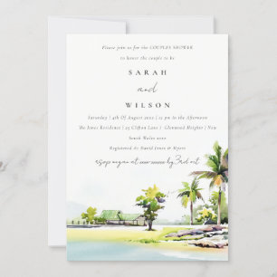 Kostpalm Waterverf Couples Shower Invite Bedankkaart