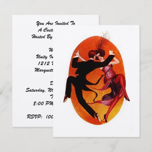 KOSTPARTIJMASQUERADE BALL INVITATION KAART (Voorkant / Achterkant)